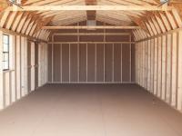 14x28 Gambrel Barn Style Single-Car Garage Interior at Pine Creek Structures