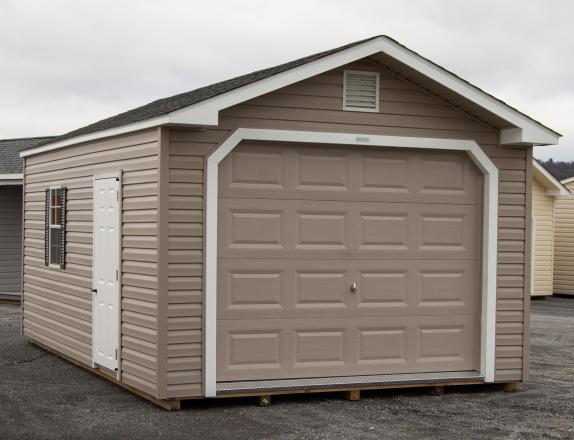 12x20 Peak Style One-Car Garage With Vinyl Siding From Pine Creek Structures