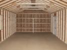 14x28 Peak Style One-Car Garage Interior with Built In Shelves 