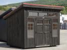 8x10 Studio (Lean-To) Storage Building with metal roof and pine board and batten siding